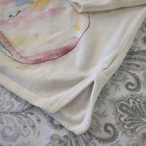 Vtg Diane Wat Design Handpainted Sweater Bunny Rabbit Shirt Size Small Med - Picture 5 of 16